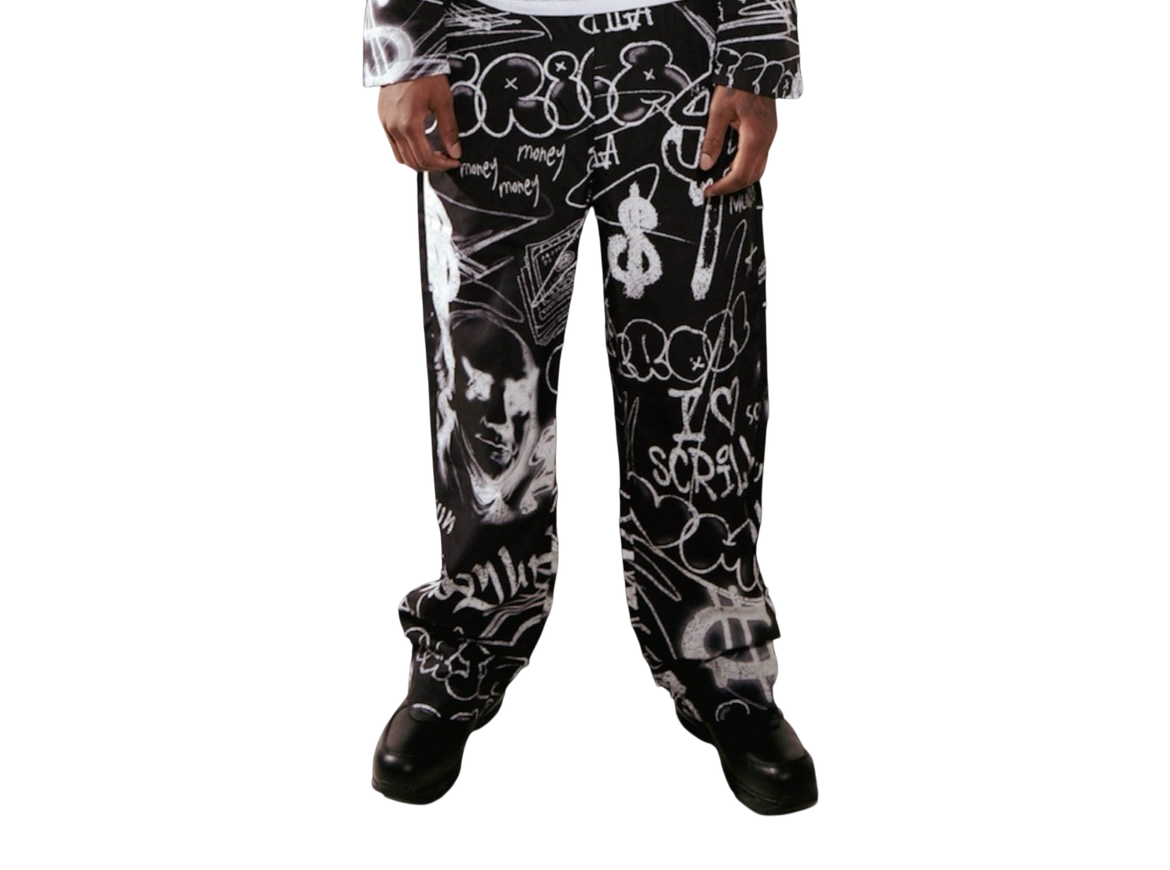 MUNYUN GRAFFITI WINDBREAKER PANTS (BLACK)